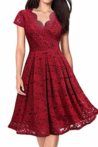 Lace Cocktail Dress Vintage Bridesmaid Short A-Line Evening Dresses