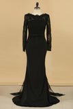 Mother Of The Bride Dresses Scoop Long Sleeves Spandex & Lace