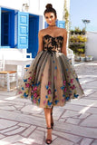 SweetHeart Neckline A Line Homecoming Dresses Colorful Butterflies Appliques Short Prom Dresses