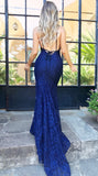 Sleeveless Lace Mermaid Long Prom Dresses