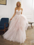 Chic A Line Sweetheart Long Modest Tulle Wedding Dresses