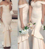 Off-the-Shoulder Sweetheart Mermaid Unique Long Bridesmaid Dresses JS596