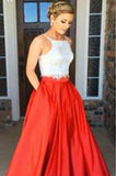 Two-piece Square Neck Red Real Made Prom Dress Sexy Prom Dress for Teens Party Dresses JS114