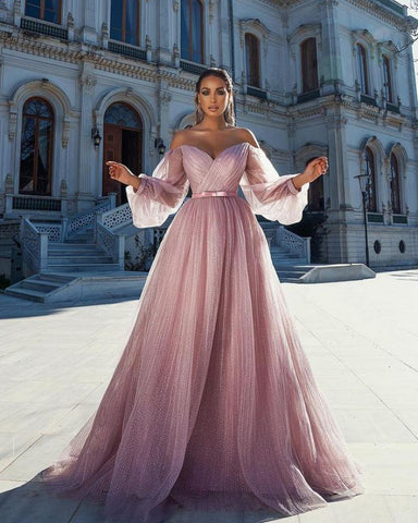 Full Length Elegant Long Sleeves High Quality Beautiful Prom Dresses Evening Dresses