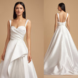 Wedding Dresses A Line Satin Simple Wedding Party Dresses