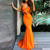 Orange Sweetheart Two Pieces Mermaid Sexy Long Bridesmaid Dresses Prom Dresses uk JS321