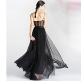 High Quality Black Sequin Tulle Beautiful Prom Dresses Long Evening Dresses