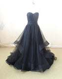 Hot Sale Charming Sweetheart A-line Tulle Floor Length Strapless Sleeveless Evening Dresses JS45