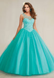 Tulle Prom Dresses A Line Scoop With Beading Floor Length Open Back