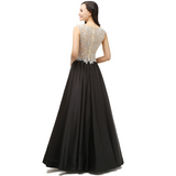 Beading Bodice Black Floor Length Prom Dresses Evening Dresses