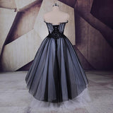 A Line Tulle High Low Sweetheart Strapless Sleeveless Prom Dresses Homecoming Dresses JS25