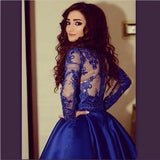 Lace Royal Blue Long Sleeves Homecoming Dress Short Prom Dresses