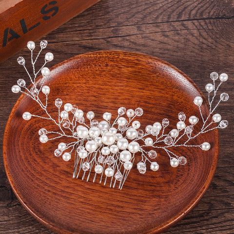 Hairwear Imitation Pearls Flower Hair Comb Bridal Tiaras Crowns Headpiece