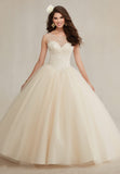 Tulle Prom Dresses A Line Scoop With Beading Floor Length Open Back