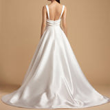 Wedding Dresses A Line Satin Simple Wedding Party Dresses