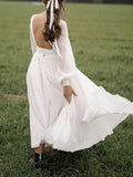 Long Sleeves Wedding Dresses A Line Chiffon Simple Wedding Party Dresses