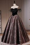 Fashion Black Off The Shoulder Beading A Line Tulle Long Prom Dresses