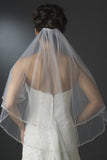 Two Layers Elbow Length Wedding Veil Beaded Edge JS0021