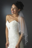 Two Layers Elbow Length Wedding Veil Beaded Edge JS0021