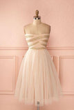 Pretty tulle sweetheart short dress，cute strapless dress for teens JS395