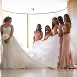 Sweetheart Backless Long Satin Bridesmaid Dresses Mermaid Prom Dresses