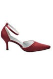 Burgundy Ankle Strap Comfy Close Toe Wedding Dress For Women JS0005