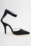 Comfortable Handmade Black Ankle Strap Simple Women Shoes For Prom JS0006