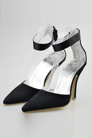 Comfortable Handmade Black Ankle Strap Simple Women Shoes For Prom JS0006