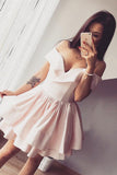 Pink A Line Princess Off Shoulder Homecoming Dresses