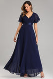 Ruffles Sleeve Pleats Chiffon Bridesmaid Dresses