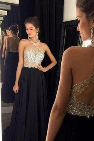 Backless sexy prom dress black halter Long prom dress fashion prom dresses cheap prom dress JS107