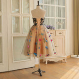 SweetHeart Neckline A Line Homecoming Dresses Colorful Butterflies Appliques Short Prom Dresses