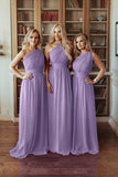 Fuchsia One Shoulder A Line Chiffon Bridesmaid Dresses