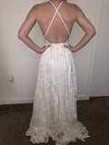 Charming Halter Sleeveless Lace A Line Backless Beach Wedding Dresses