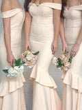 Off-the-Shoulder Sweetheart Mermaid Unique Long Bridesmaid Dresses JS596