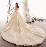 Elegant High Neck Ball Gown Wedding Dresses Short Sleeve Quinceanera Dresses JS773