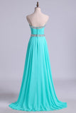 Prom Dresses A Line Floor Length Sweetheart Chiffon With Rhinestone