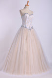 Quinceanera Dresses Sweetheart Beaded Neckline And Waistline Ball Gown Floor-Length Tulle&Lace