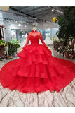 Ball Gown Wedding Dresses High Neck Aline Top Quality Appliques Tulle Beading