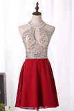 A Line Homecoming Dresses Scoop Chiffon With Beading