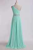 Prom Dresses One Shoulder A-Line Chiffon With Beading&Sequins Floor Length