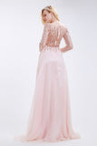 Scoop A Line Prom Dresses Chiffon Beaded Bodice