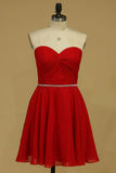 Sweetheart Homecoming Dresses A Line Chiffon With Beading Short/Mini