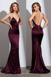 Spaghetti Straps Evening Dresses Mermaid Open Back Sweep Train