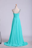 Prom Dress One Shoulder Ruffled Bodice With Rhinestone Beaded Strap