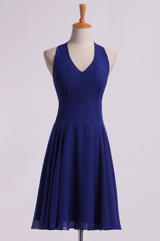 Simple Homecoming Dresses V-Neck A Line Short/Mini Chiffon