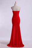 Prom Dresses Sheath Sweetheart Chiffon With Slit And Ruffles