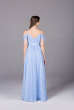 Bridesmaid Dresses Spaghetti Straps Chiffon With Ruffles Floor Length