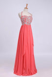 Prom Dresses Empire Waist Halter Floor Length Chiffon