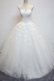 Scoop Wedding Dresses A Line Tulle With Applique Court Train